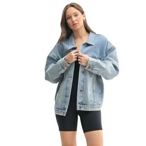 Mono B Boxy-Cut Oversized Denim Jacket